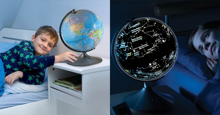 2-in-1 Day View World Globe and Night View Illuminated Constellation Map