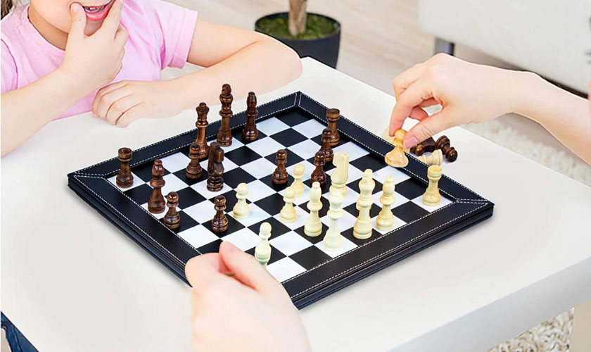 3-in-1 Combo Chess Checkers Backgammon Set