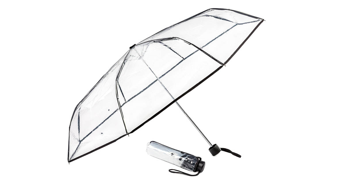 Clear Folding Compact Umbrella by SMATI For Travelers