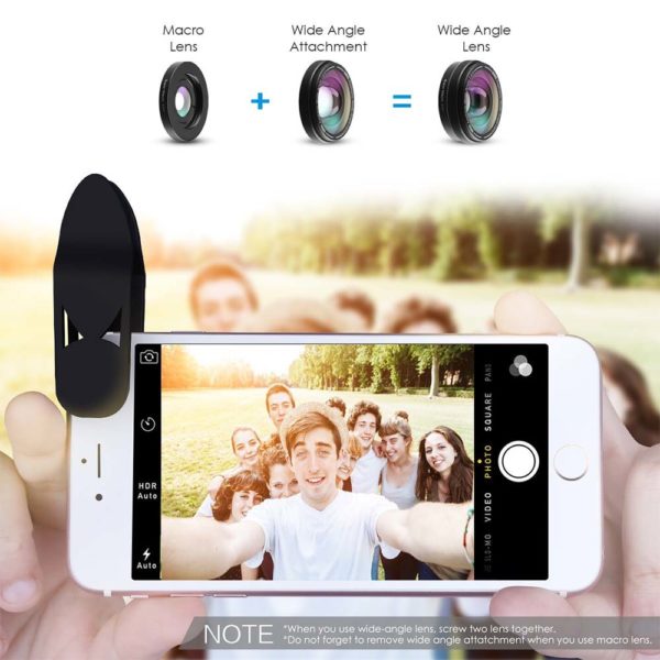 Clip-On Cell Phone Lenses - Super Wide Angle, Macro, Telephoto