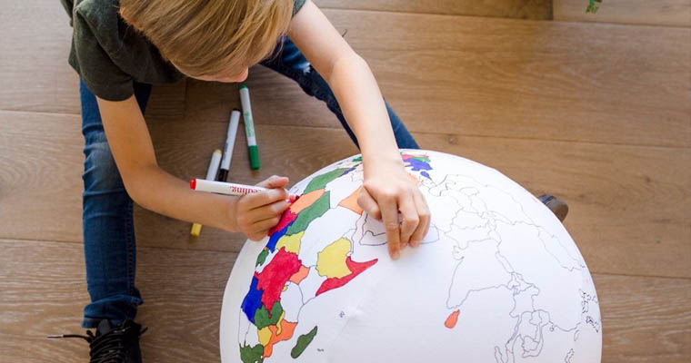 16'' Inflatable World Globe Earth Map Teaching Geography Kid C6D5 Map Beach E2P7