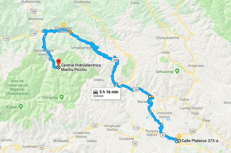 Cusco to Chinchero to Hydroelectrica Route