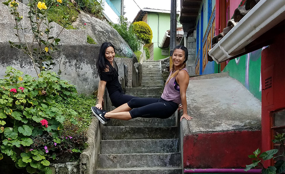Dana and Alice on Stairs