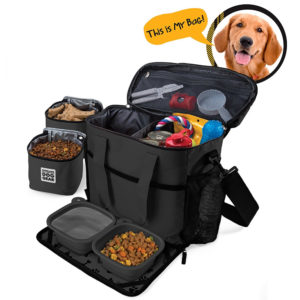 Organize your dogs food, toys, and gear when you travel