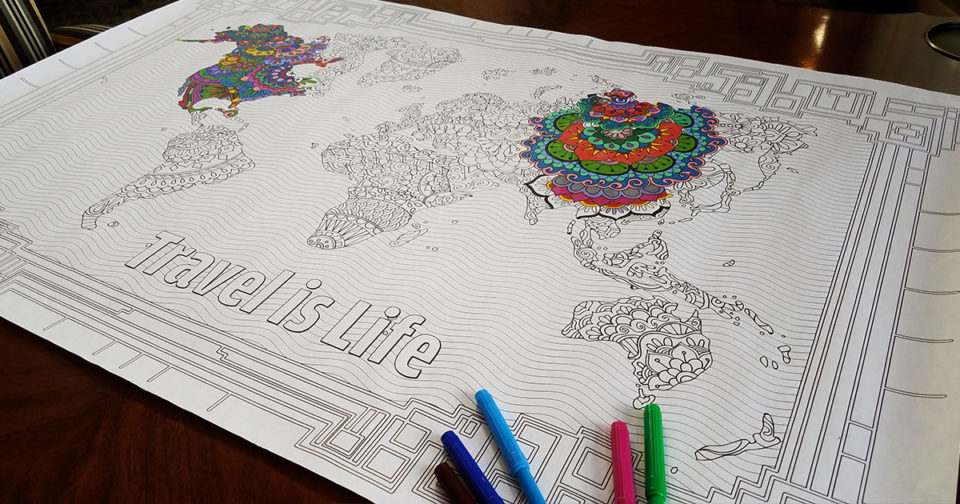 World Map Coloring Poster by Travel is Life