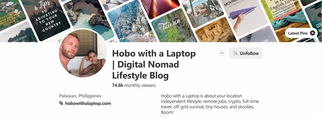 Hobo with a Laptop Pinterest Profile