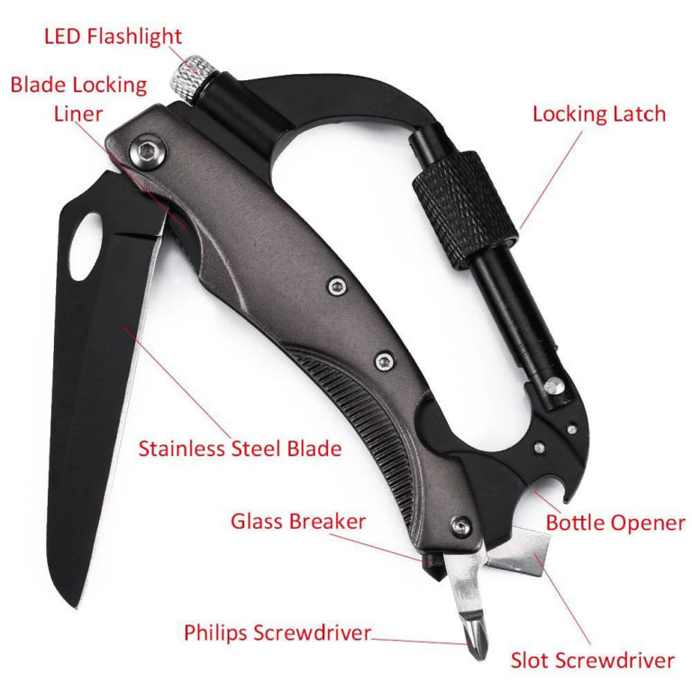 MultiTool Carabiner Knife Functional Travel Accessory for Nomads