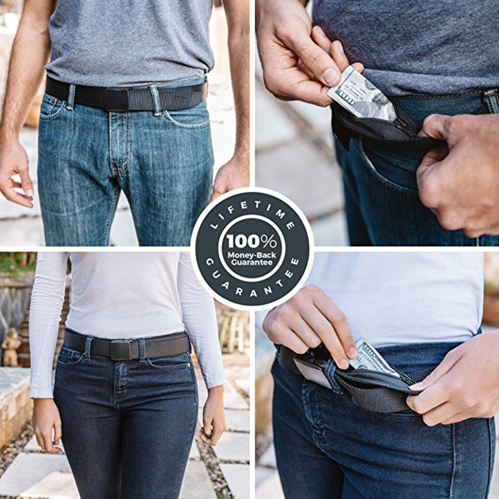 Travel Security Belt with Hidden Pockets to Store Your Cash & Cards