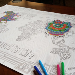 World Map Coloring Poster by Travel is Life