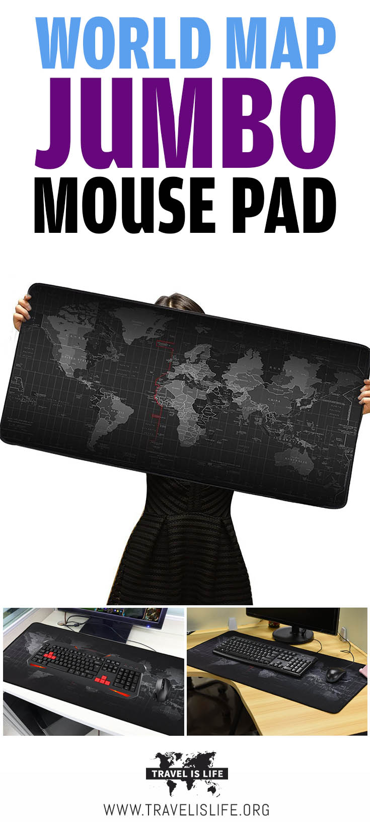 World Map Jumbo Extended Mouse Pad